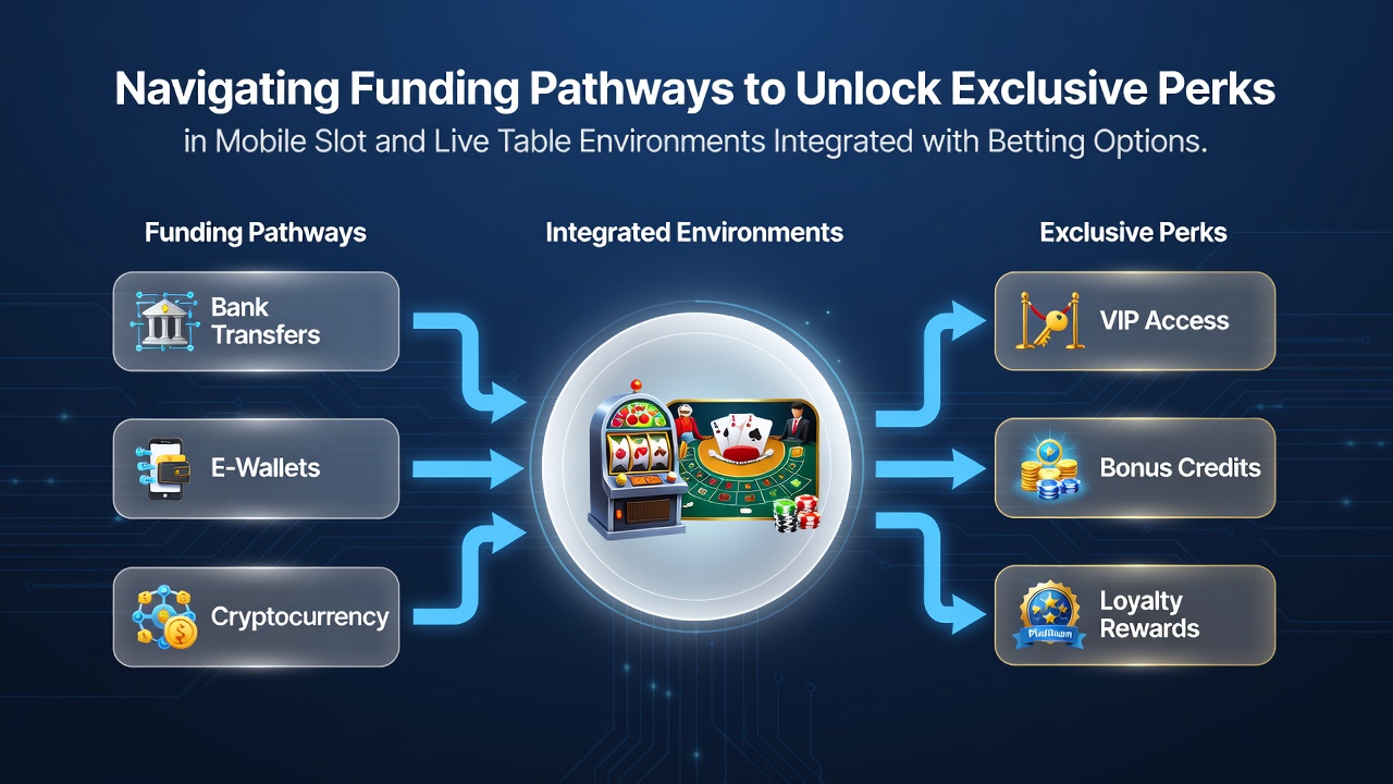 Übersicht über Finanzierungswege und exklusive Vorteile in mobilen Slots sowie Live-Tischen mit Wettintegration