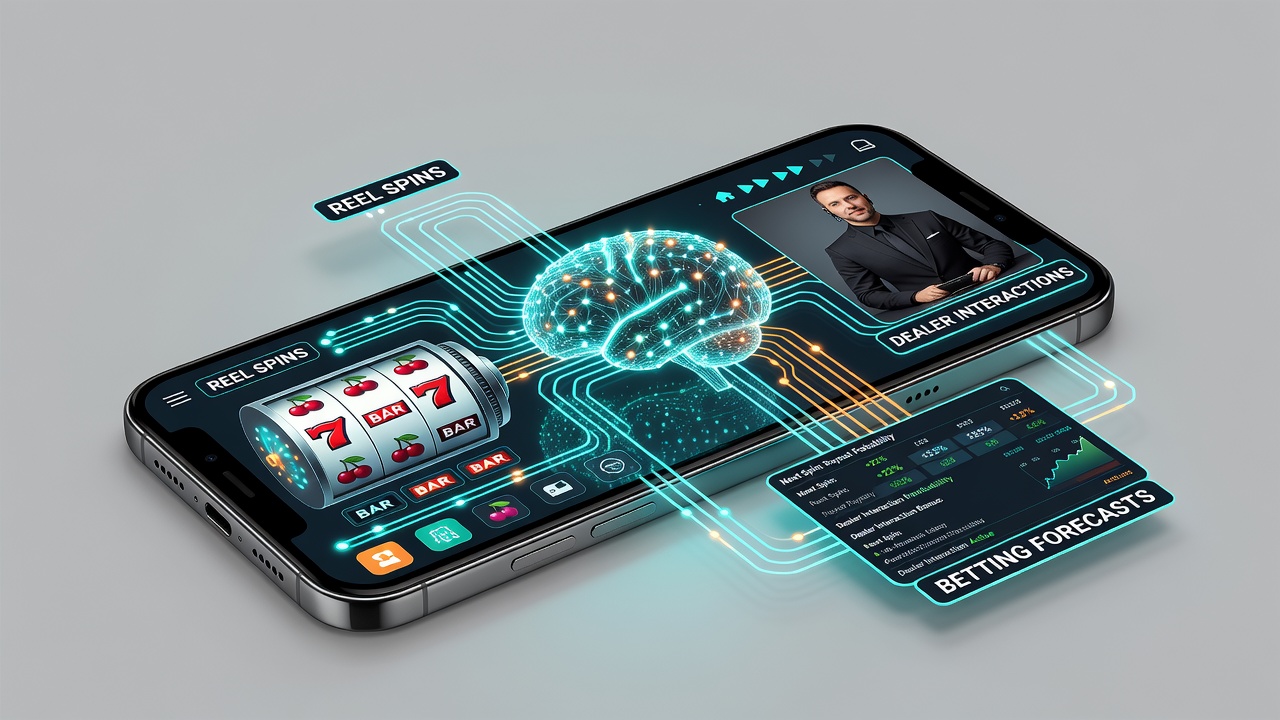 Mobile App-Oberfläche mit verbundenen Belohnungselementen aus Spins, Dealer-Sessions und Prognosen